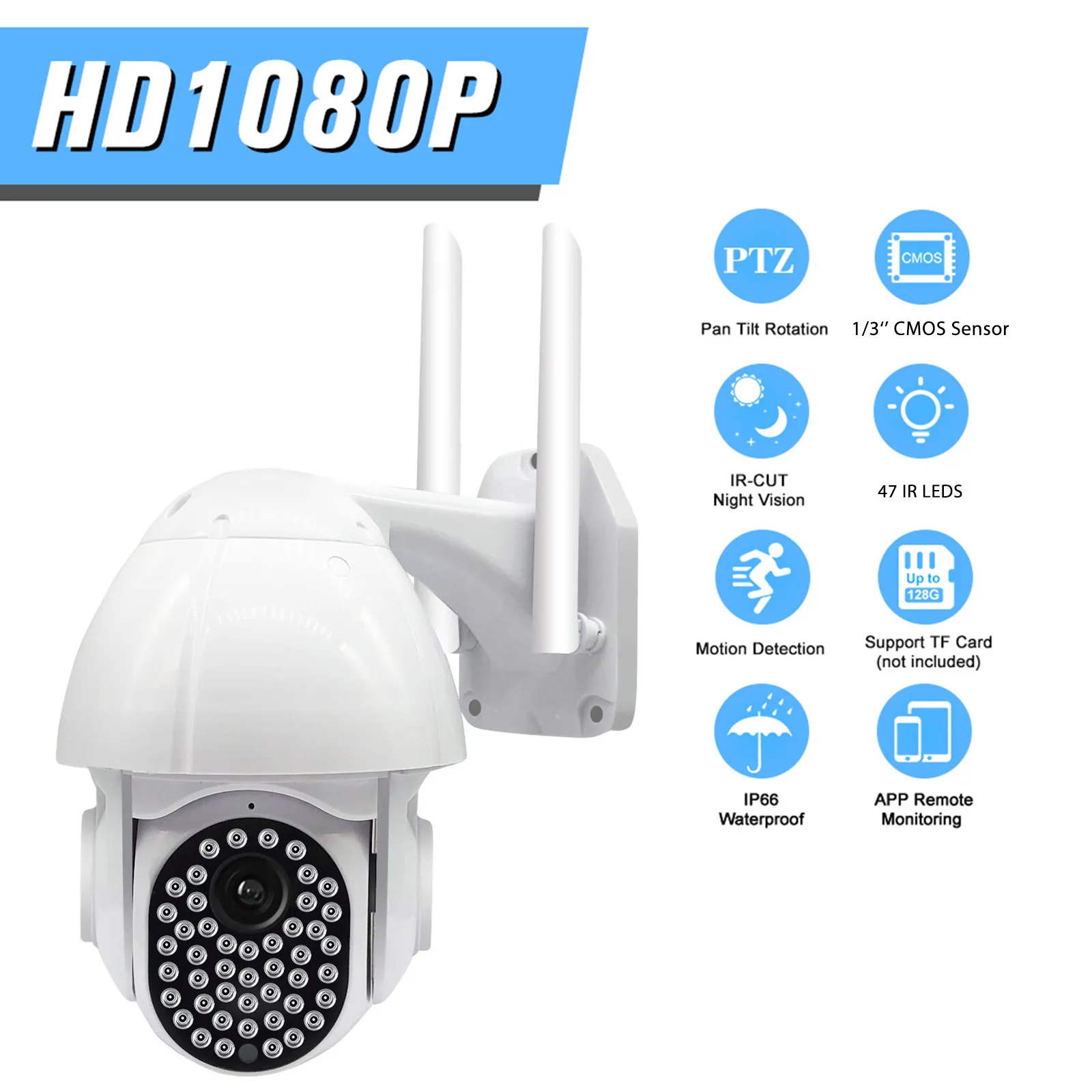 

Камера видеонаблюдения настенная, 1080P HD, Wi-Fi, водонепроницаемая