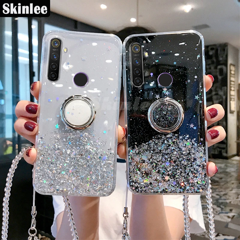 Чехол Skinlee для Realme 5i ударопрочный блестящий чехол с блестками 5 со звездным небом