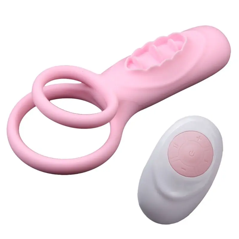 Вибрирующее кольцо на пенис с дистанционным управлением язычком для мужчин и