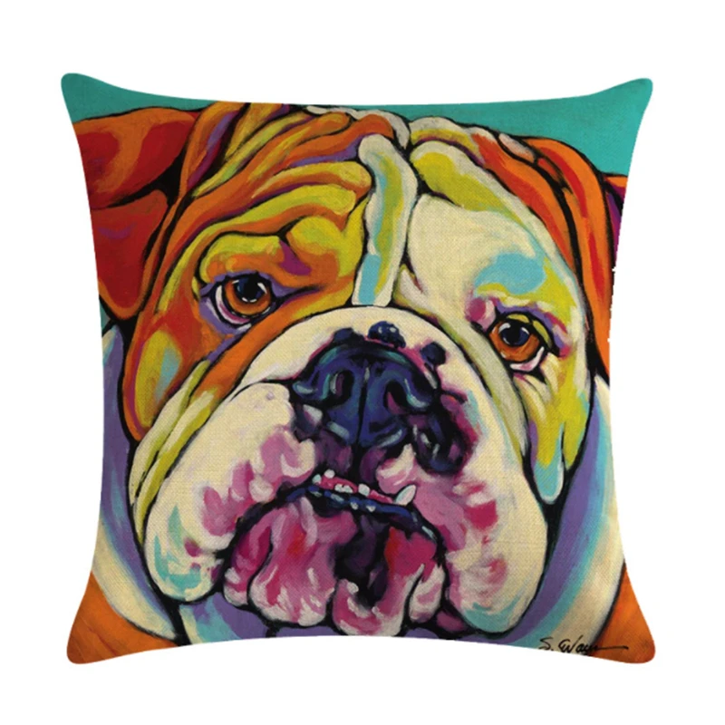 Оригинальная наволочка для подушки с собакой хлопковая льняная диванной