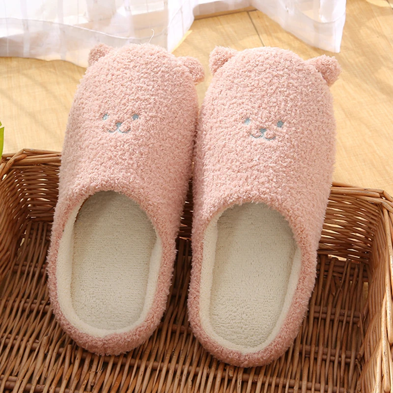 

Women's Floor Slippers Plush Home Slippers Cute Shoes Woman Warm Women Slides Indoor Bedroom Slippers Ladies Flat Shoes Footwear