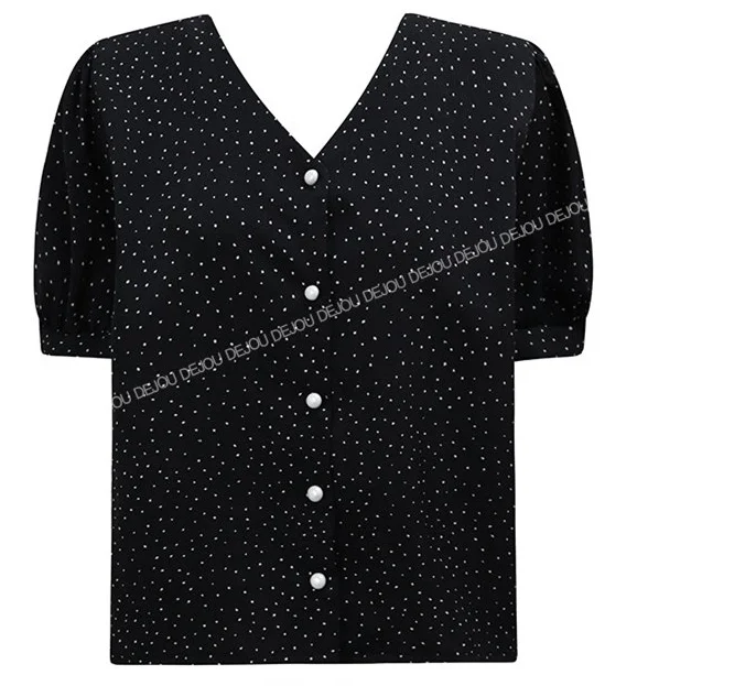 Рубашка женская в стиле оверсайз винтажный топ с коротким рукавом шифоновая