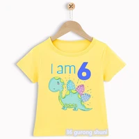t shirt for boys funny dinosaur animal birthday graphics 1 to 6 years old birthday gift costume for children yellow tshirt tops