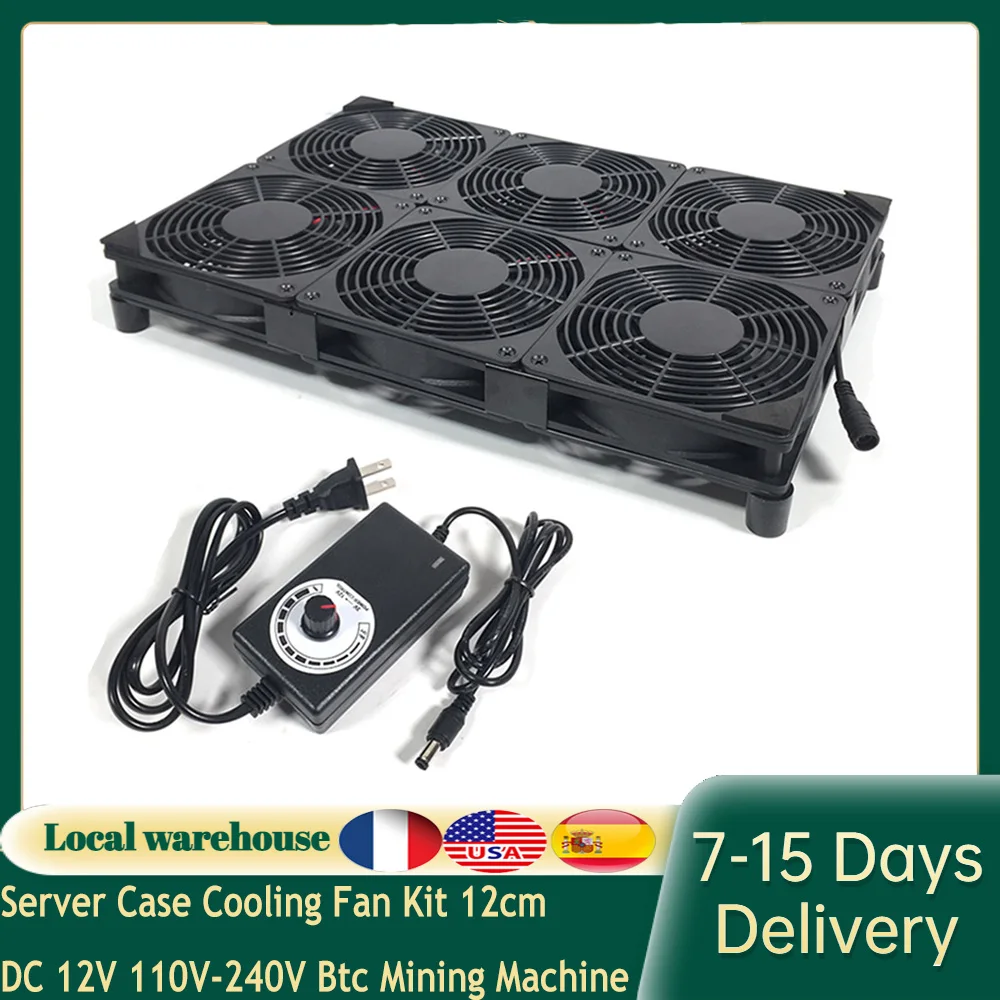 

Server Case Cooling Fan Kit 12cm High Speed DC 12V 110V-240V Btc Mining Machine Workstation Cabinet Radiator 4 Fan US Plug