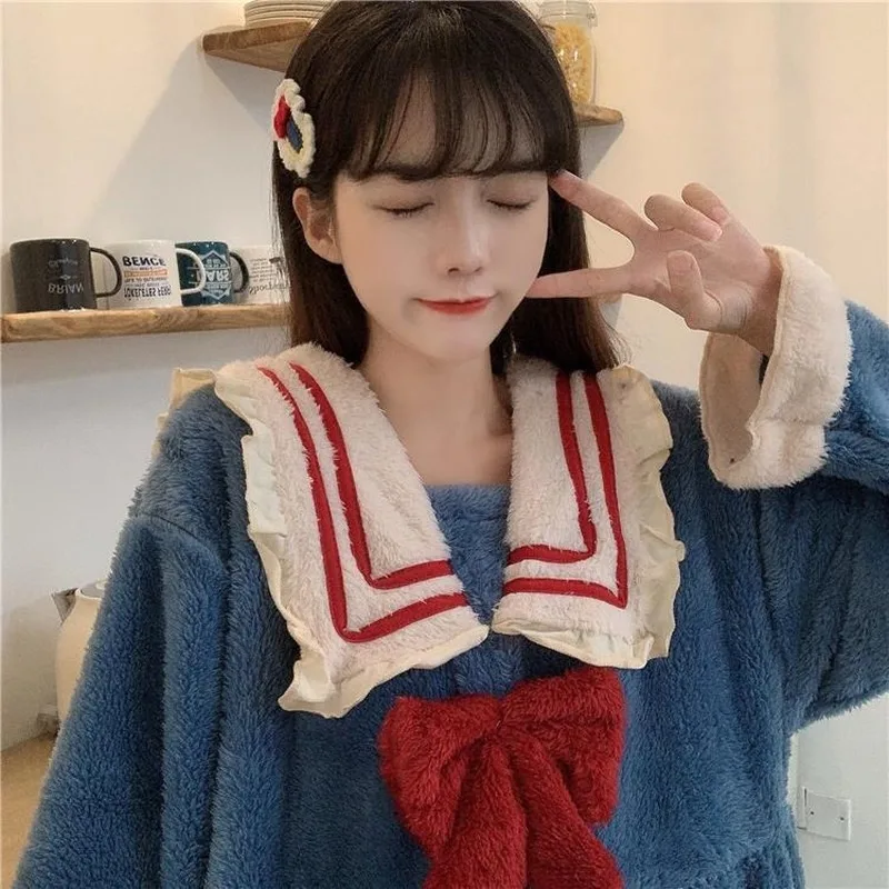 

Women Nightgowns Winter Flannel Female Sleepwear Womens Sleepshirts Soft Loose Princess Kawaii Nightdress Hot Selling Trendy Ins