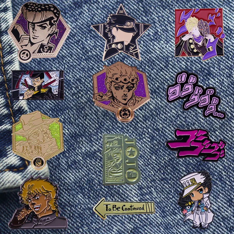 

JOJO Cartoon Comic Brooch Interesting Metal Enamel Badge Denim Jacket Backpack Lapel Pin Collect Children Fashion Jewelry Gifts