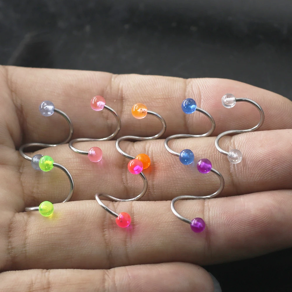 1 шт. S Форма акриловый круглый шар кольцо для носа из нержавеющей стали серьги