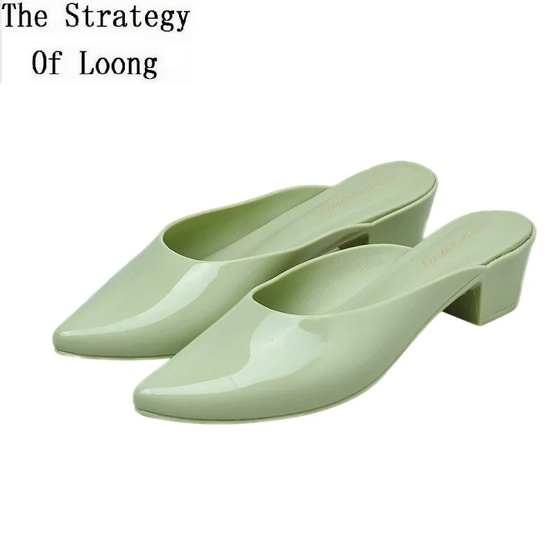 Женские пляжные шлепанцы из ПВХ с острым носком и вырезами|Тапочки| |