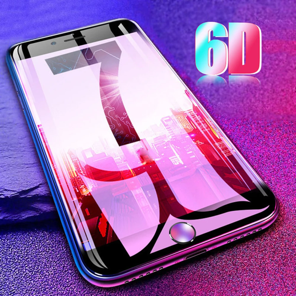 6D полное покрытие изогнутое закаленное стекло для iPhone X XR XS Max 6 S 7 8 Защита экрана