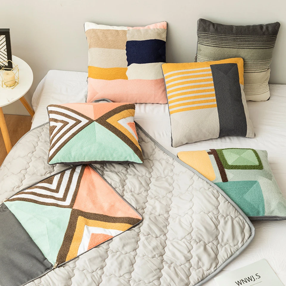 Хлопок холст вышитая Подушка одеяло для кемпинга офиса обеда отдыха подушка