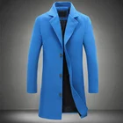 Мужское шерстяное пальто, повседневное приталенное пальто ярко-синего цвета, с длинными рукавами, верхняя одежда, размеры 5xl, 4xl, для осени и зимы