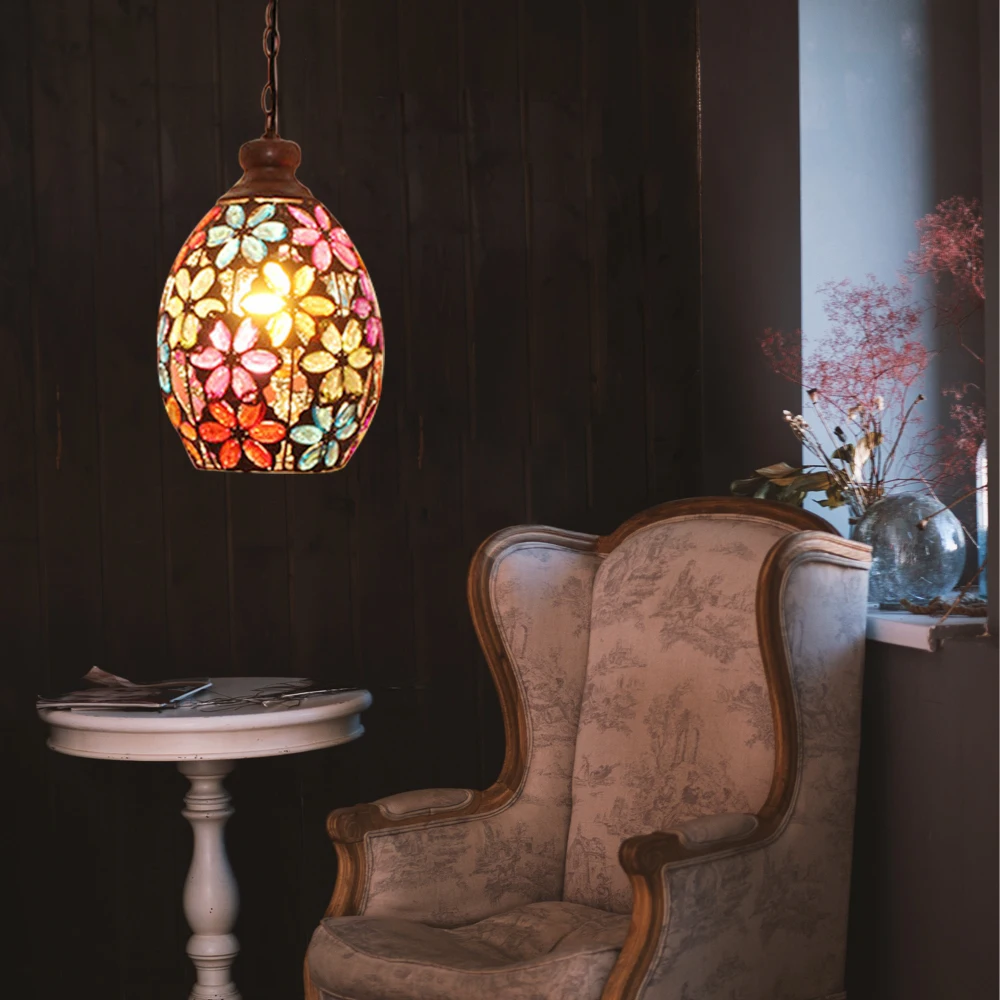 

Artpad American Vintage Pendant Lamp Glass Lampshade Metal LED Nordic Bohemia Restaurant Pendant Lights For Hotel Living Room