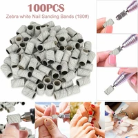 100pcs 180 grit foot care polishing manicure grinding wheel nail sanding bands manicure pedicure drill bits files set