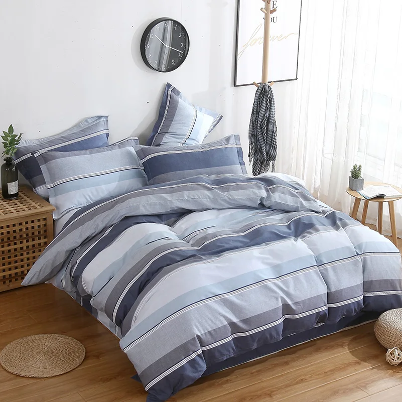 Комплект постельного белья из 100% хлопка в полоску современный комплект