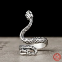 mkendn vintage 100 925 sterling silver snake ring for men and women gothic street hip hop punk dark jewelry