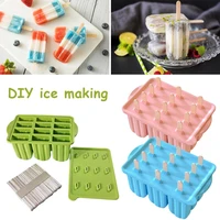 ice cream silicone mold popsicle mould with cover dessert freezer fruit juice ice pop maker mould with 50 pcs wooden sticks bar