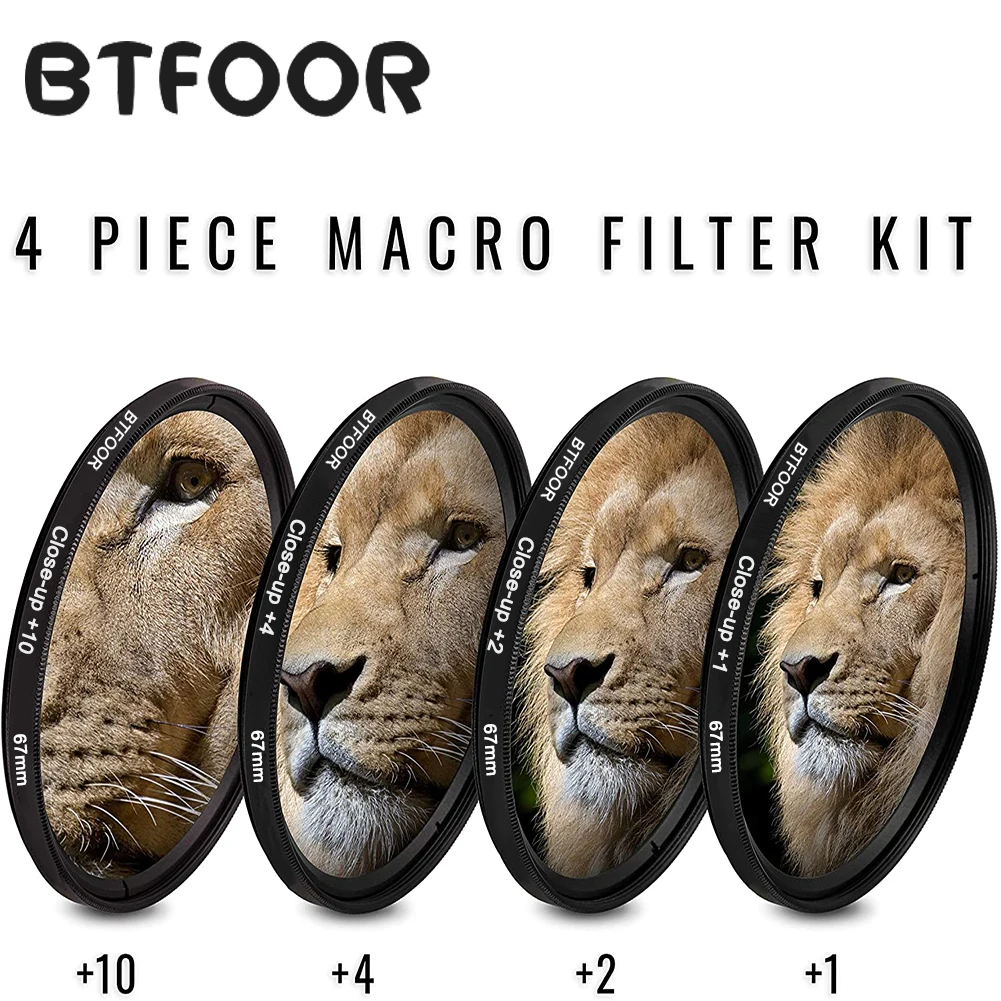 BTFOOR Макросъемка фильтр 49 52 55 58 67 72 77 82 мм для камеры Canon объектив Eos M50 6d 600d Nikon D3200 D3500