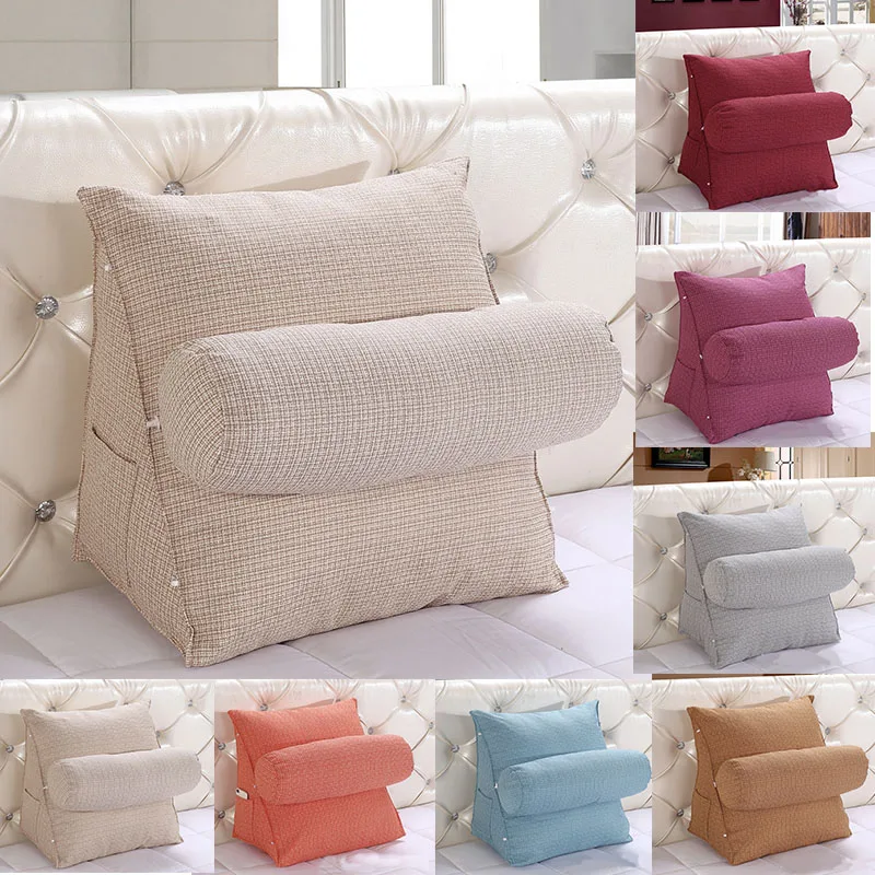 

Cotton Linen Triangular Backrest Cushion for Sofa Cushions Bed Rest Triangle Waist Back Pillow 7 colors Support Large Size