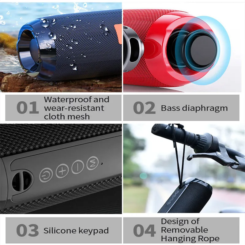 tg117 dual diaphragm bluetooth speaker outdoor portable waterproof wireless bluetooth card mini gift mini speaker free global shipping