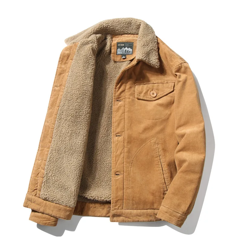 

MIMY Winter Corduroy Men's Cotton Padded Jacket Outdoor Climbing Camping Trekking Combat Training Sport Stand Collar Top