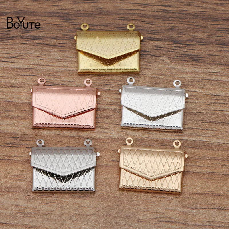 BoYuTe (10 шт./лот) 15*20 мм металлический латунный конверт фото медальон Diy плавающий