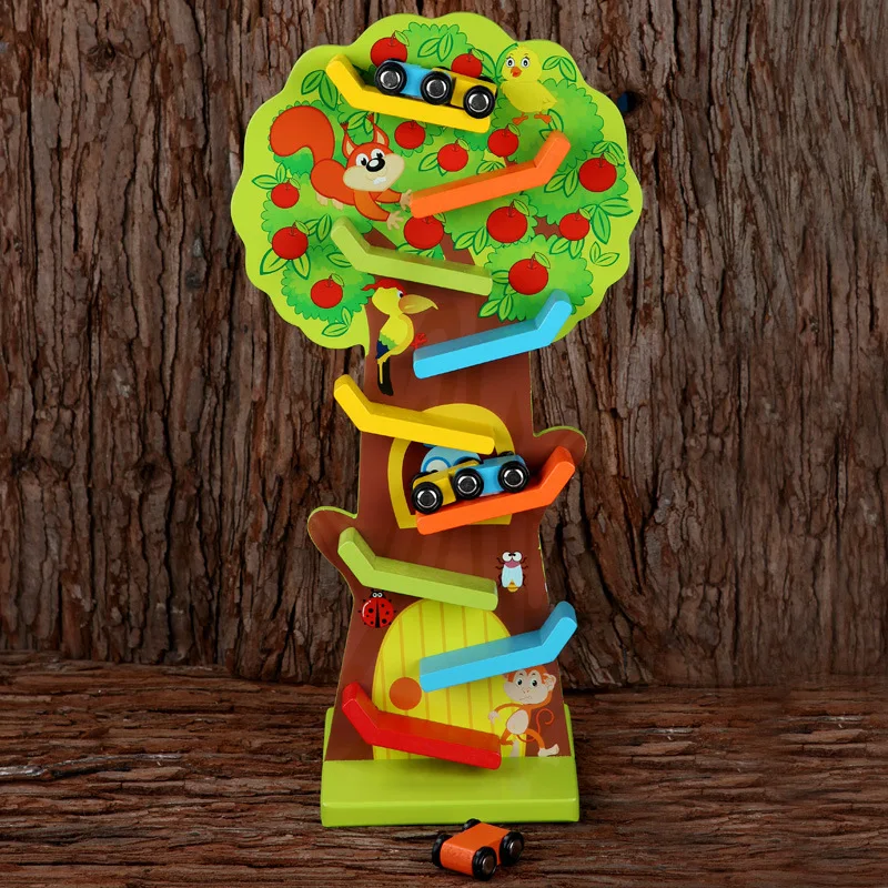 Деревянные трековые игрушки для автомобиля скользящие машины гонки 4 слоя