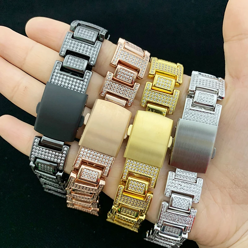 Позолоченный Браслет для часов G shock DW6900 с микрозакрепкой lab diamond 18k|Ремешки часов| |