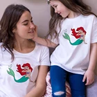 Одежда для маленьких девочек футболка с русалочкой Ариэль Забавная детская футболка для досуга для мамы и дочери Топ Famliy Look