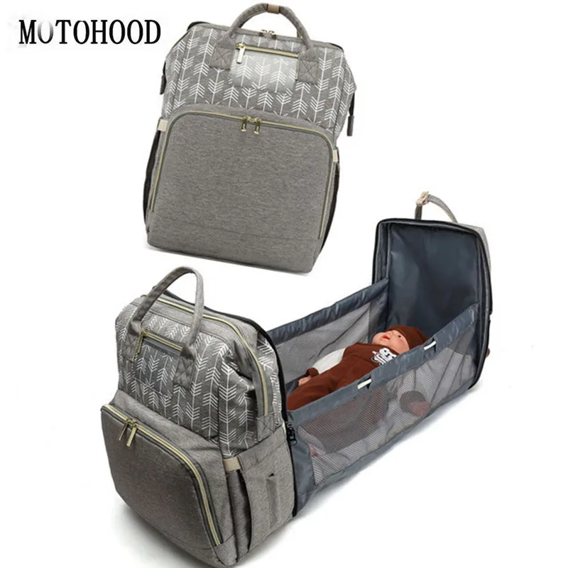 MOTOHOOD Mother Diaper Bags For Mom Multifunctional Travel Nappy Bag Baby Bed Bag Backpack Maternity Foldable Nursing Bags