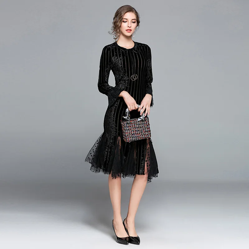 Зимнее розовое вязаное бархатное платье рыбий хвост женские платья новое