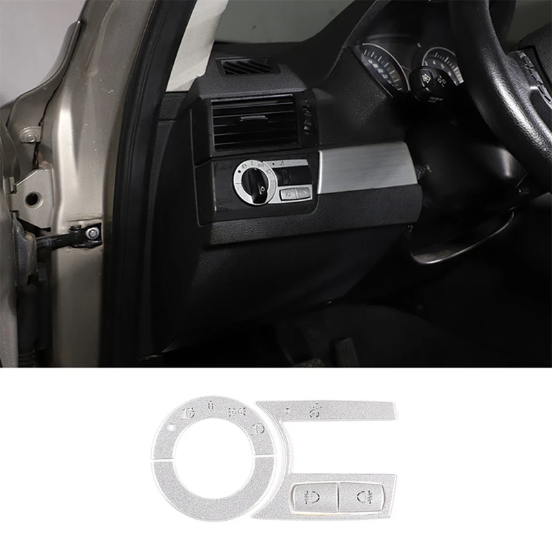 

5Pcs Car Headlight Switch Trim Sticker Headlight Switch Button Cover for BMW- X3 2006-2010