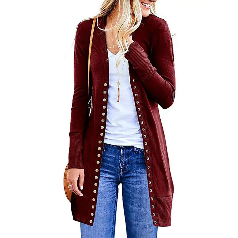 

Autumn Long Jacket Coat Women Ladies Long Sleeve Slim Knitted Cardigan Outwear