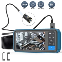 dual lens 1080p industrial endoscope 4 5 inch screen waterproof snake camera with 6 led for pipeline drain sewer inspection cam