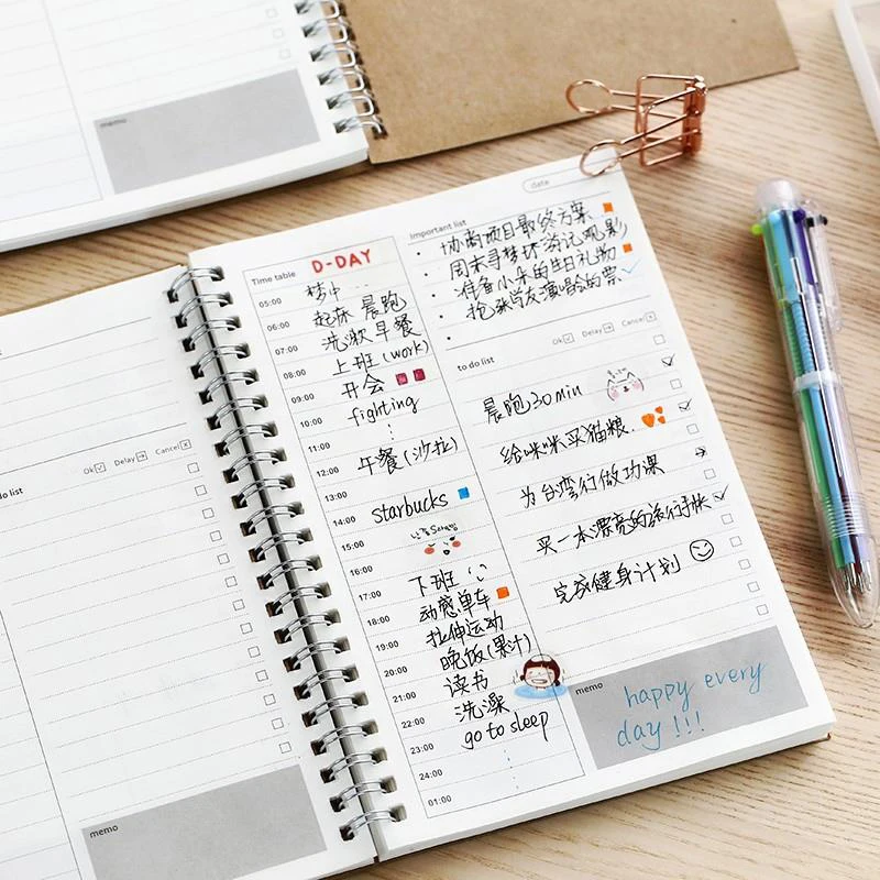 

A5 Spiral Agendas Planner Notebooks Daily Weekly Monthly Schedule Diary Organizer Note Books School Office Student Stationery