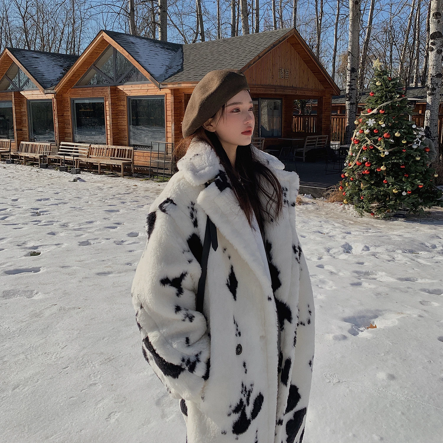 Women's Winter Sheepskin Coat Long Real Fur Wool Women Mid-Length Genuine Sheepskin Teddy Bear Jacket Streetwear Women