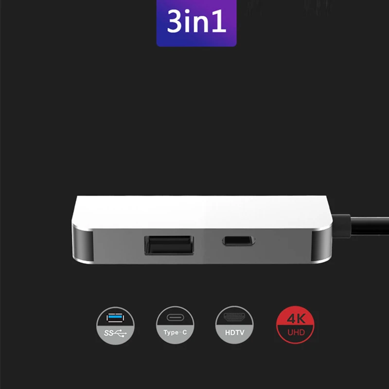 Адаптер USBC Hub для HDMI 4K 60 Гц USB 3 0 мульти Type C 1 сплиттер с поддержкой Max PD 87 Вт