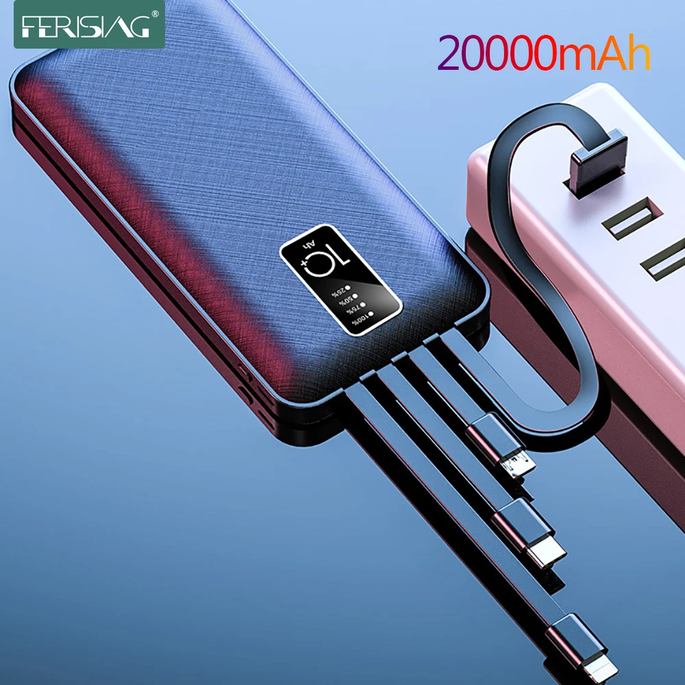 Зарядное устройство FERISING 20000 мАч Power Bank светодиодный цифровой дисплей USB внешний