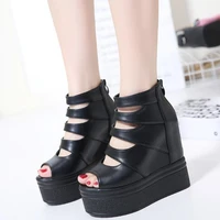 summer new womens hollow thick bottoms 13cm sandals waterproof table ultra high heeled slope muffin bottoms sandal boots