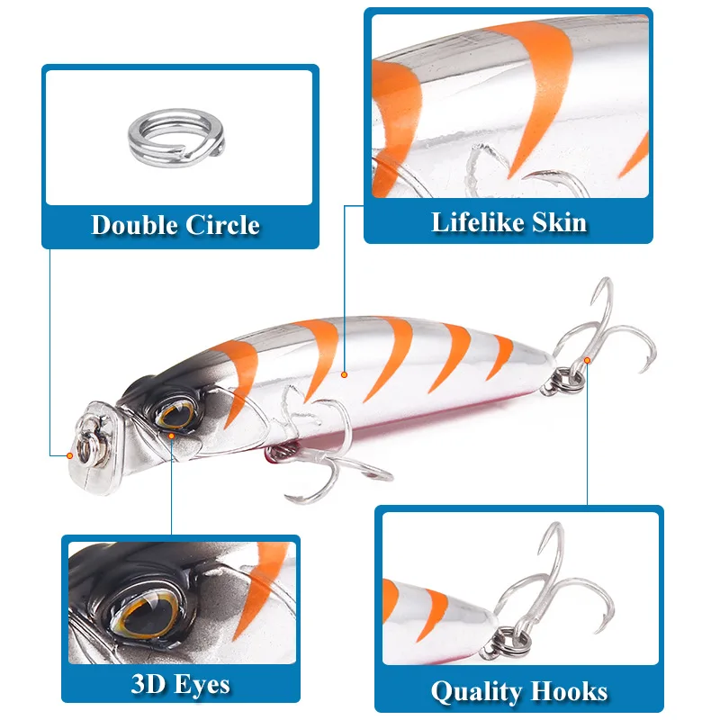 

1 PCS 8CM 10G Fishing Lure Fishing Hard Bait Mini Minnow Sinking Swing Crankbait Crazy Wobblers Artificial Bionic Crank Lures