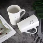 Классическая простая модная Улучшенная керамическая кружка с цифрой 12, кружка, матовая, повседневная, чашка для кофе, молока