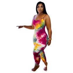 

2021 jumpsuits and rompers tie-dye printing Bodycon sexy girl ms club party a piece of clothing