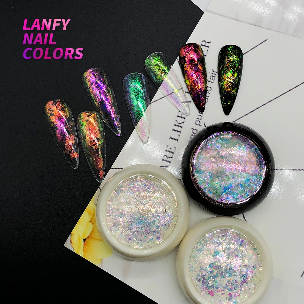 

5G MT Magic Starry sky Mirror Effects Holographic Chameleon Transparent Rainbow Nail Art Flake Pigment Powder Nail Art Powder