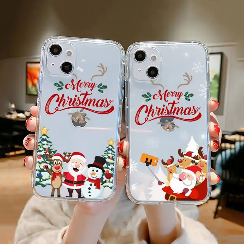 

Merry Christmas deer Phone Case Clear Transparent for iPhone 11 12 13 mini pro XS MAX 8 7 6 6S Plus X 5S SE XR 2020