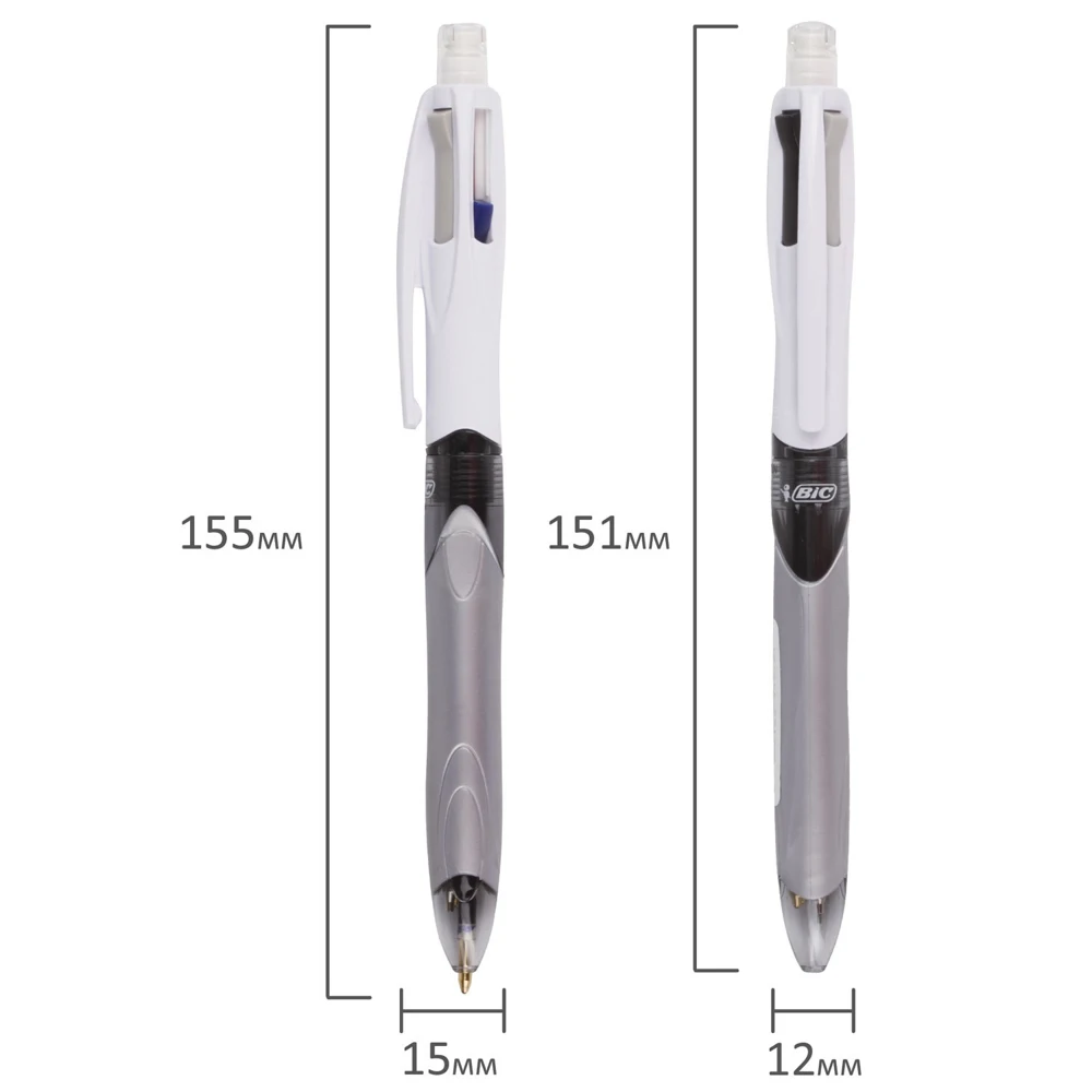 Ручка шарик. BIC &quot4Colours 3 + 1 HB" автомат. с грипом цвета (синий черный красный)