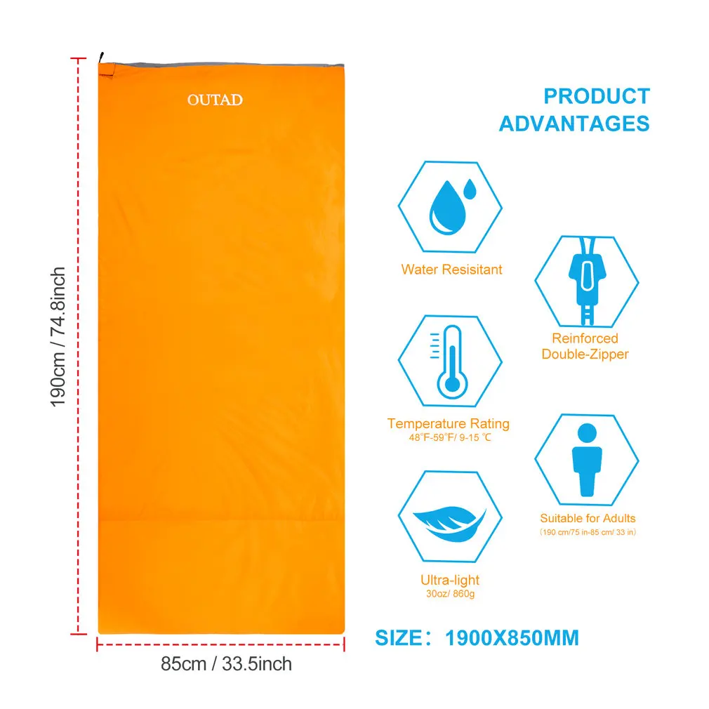 

Envelope Sleeping Bag Adult Camping Outdoor Mini Walking beach Sleeping Bags Ultralight Travel Bag Spring Autumn