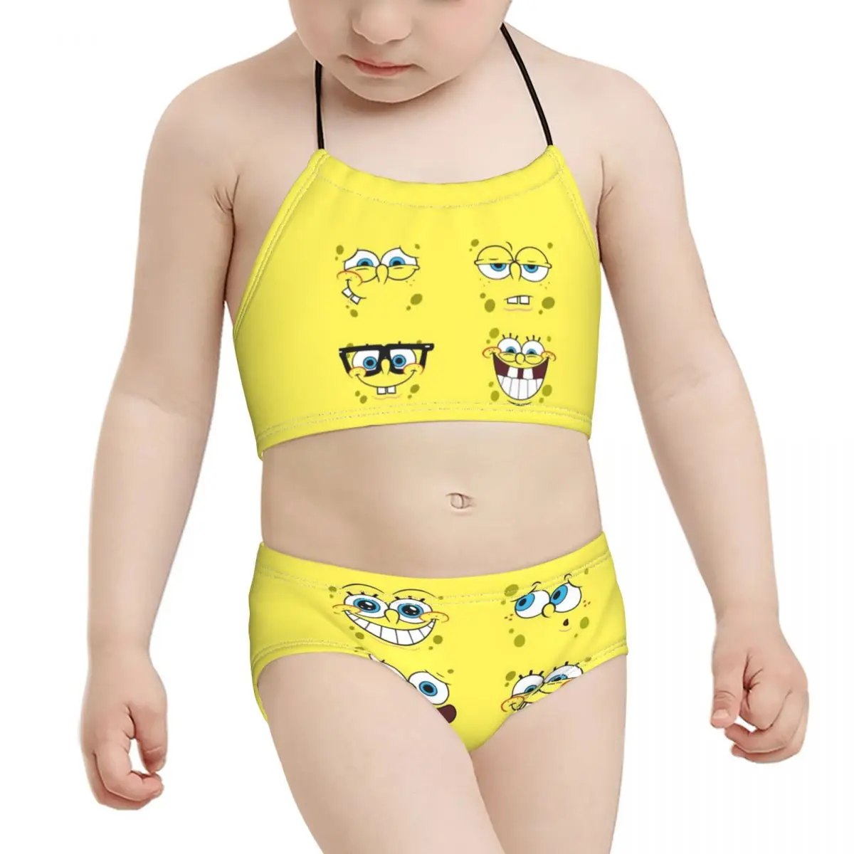 

2021 Animes square pants Kids Girl Beach Wear Children Print Sponge5 Bikini Wholesale Baby Girl Swimming Suit