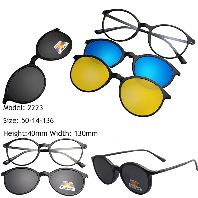 2223-3PCS IVSTA, 5 в 1, солнцезащитные очки на застежке, мужские поляризованные очки на магните, магнитные зажимы, оптические оправы по рецепту, очки для женщин, очки для чтения - Цвет линз: 2223-3PCS