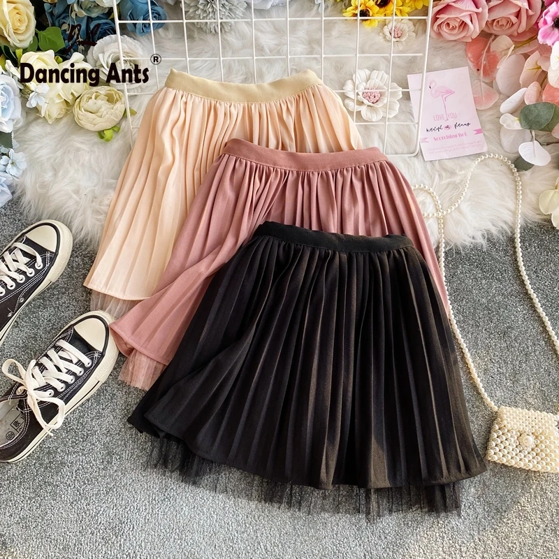 Женские мини юбки с высокой талией плиссированная юбка в стиле преппи Корейская