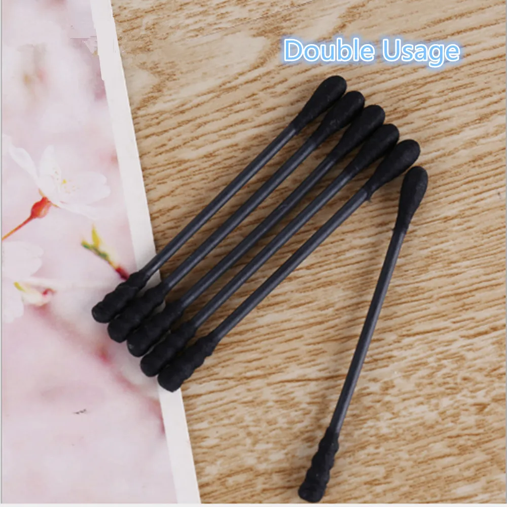 200 шт./упак. двойного использования ватный тампон Черный одноразовые Бумага