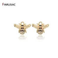 14k gold plated zircon mini bee pendant charm accessories diy making necklace earrings components